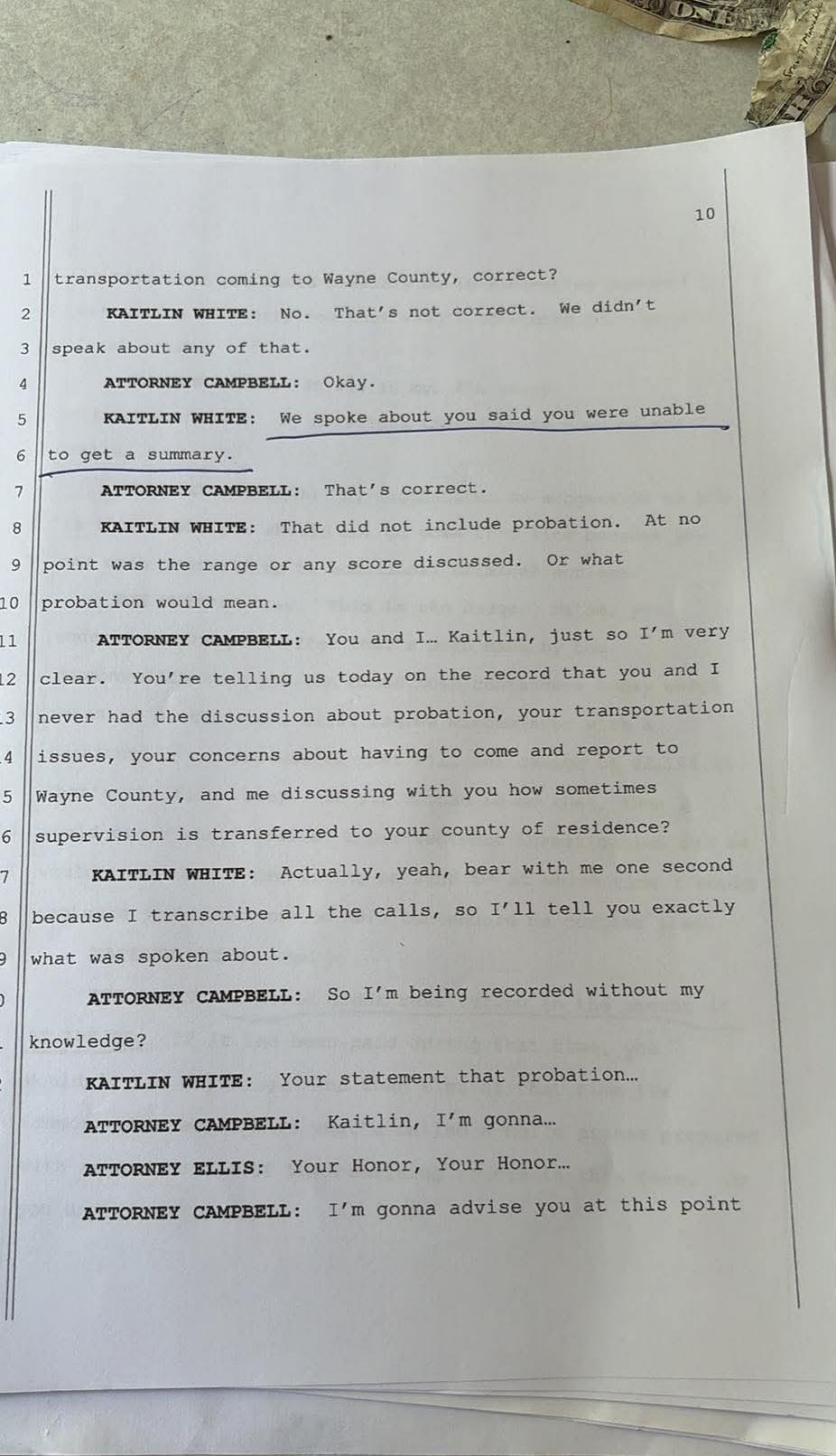 April 30, 2026 plea hearing transcript page 2 — witness list, Commonwealth v. White