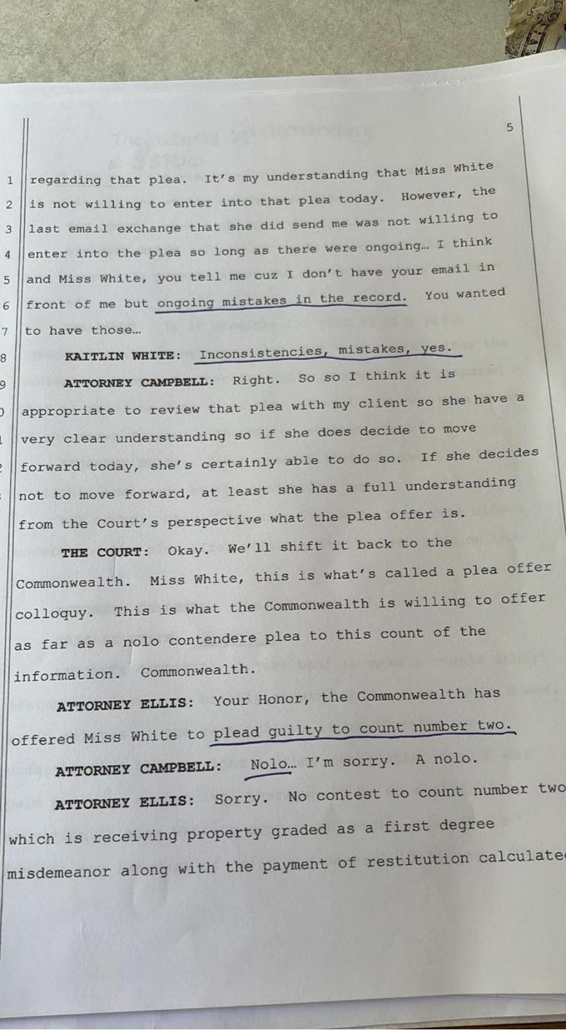 April 30, 2026 plea hearing transcript page 3, Commonwealth v. White