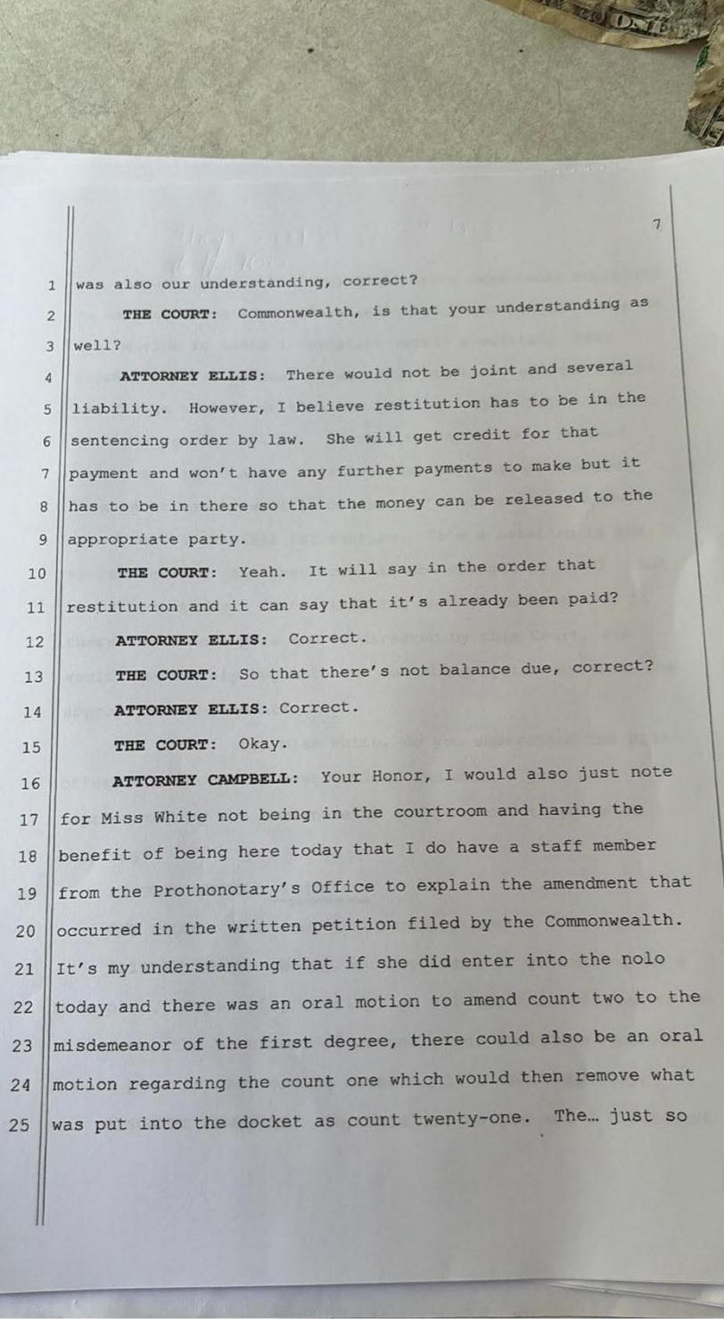 April 30, 2026 plea hearing transcript page 5, Commonwealth v. White