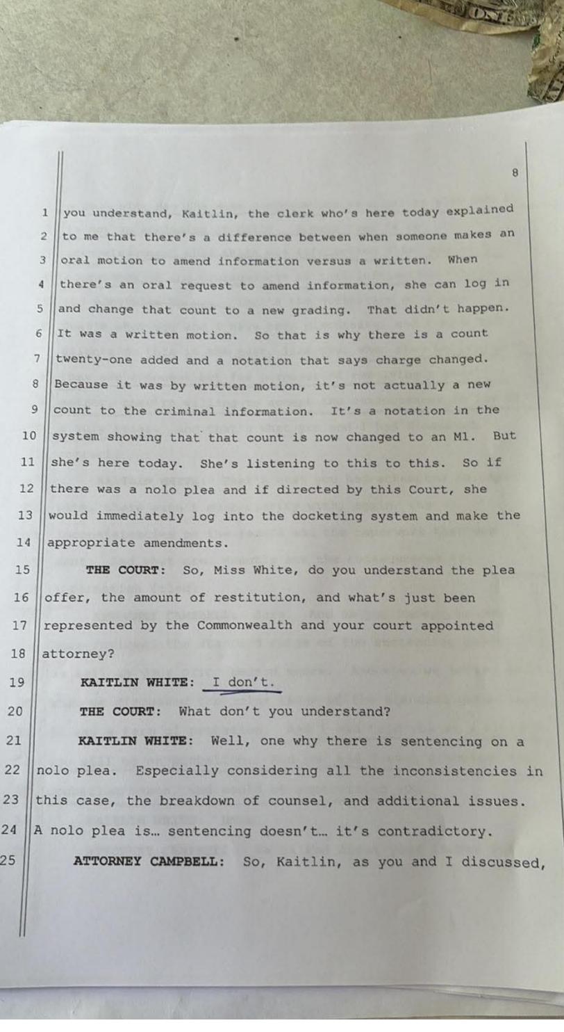 April 30, 2026 plea hearing transcript page 6, Commonwealth v. White