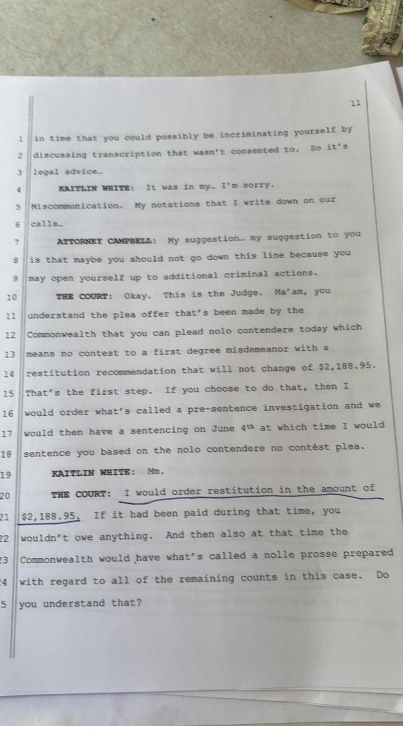 April 30, 2026 plea hearing transcript page 9, Commonwealth v. White