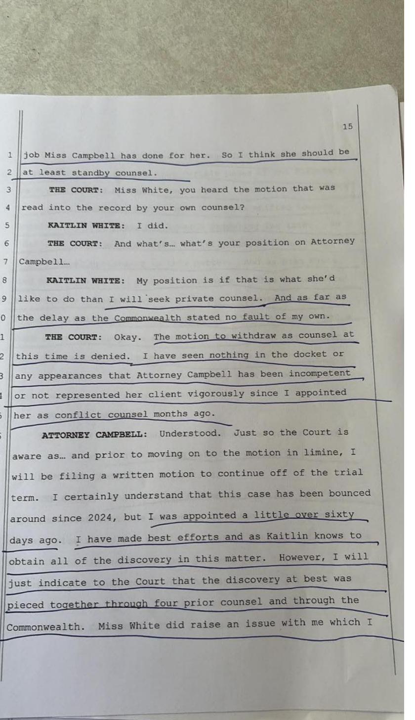 April 30, 2026 plea hearing transcript page 13, Commonwealth v. White