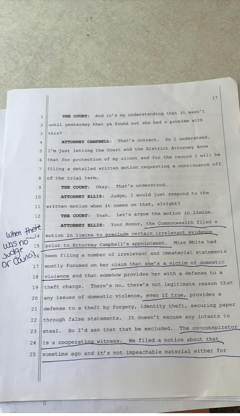 April 30, 2026 plea hearing transcript page 15, Commonwealth v. White