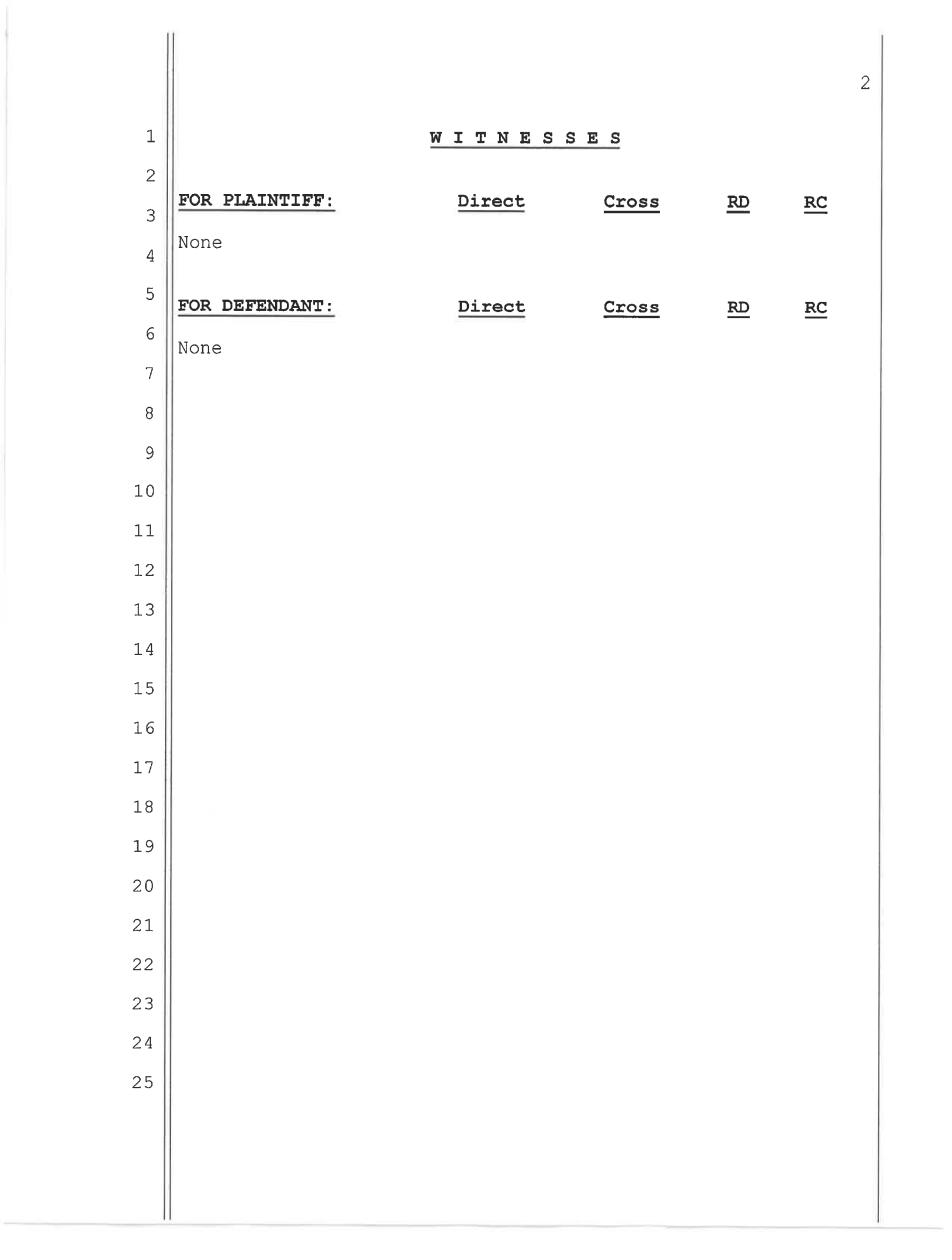 May 11, 2026 nolo contendere plea hearing transcript page 2 — witness list, Commonwealth v. White
