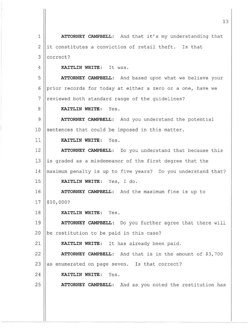 May 11, 2026 nolo contendere plea hearing transcript page 13, Commonwealth v. White